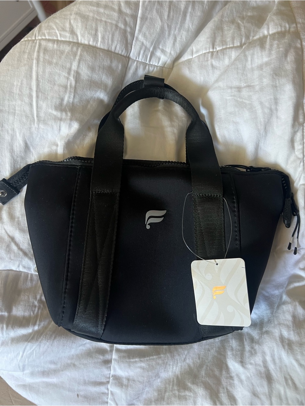 Fabletics Black Mini Neoprene Handbag